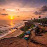 Varkala beach cliff view sunset