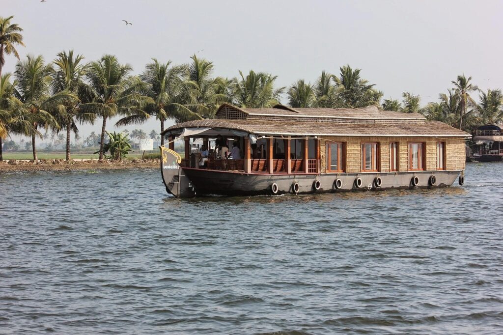 water, boat, travel, transportation system, sea, alleppey, nature, alappuzha, kerala, india, houseboat, boat houses, south india, palm trees, back waters